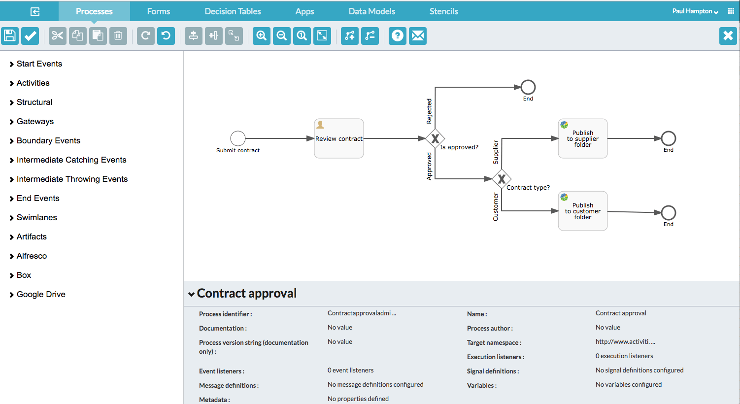 pegas Alfresco Activiti Process Modeler Screenshot